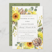メール素朴によるひまわりユーカリフローラシャワー 招待状 (正面/裏面)