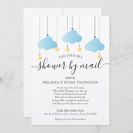 メール素朴によるシャワー長距離散水 招待状 (正面/裏面)