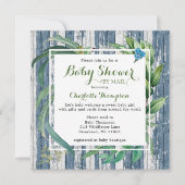 メール素朴ウォーターカラーグリーンフローラによるベビーシャワー 招待状 (正面)