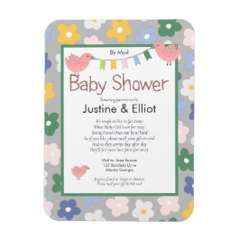 メール花鳥女の子ベビーシャワー マグネット