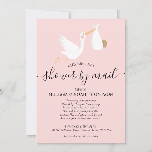 メール長距離散水式ピンクシャワー 招待状 (正面)