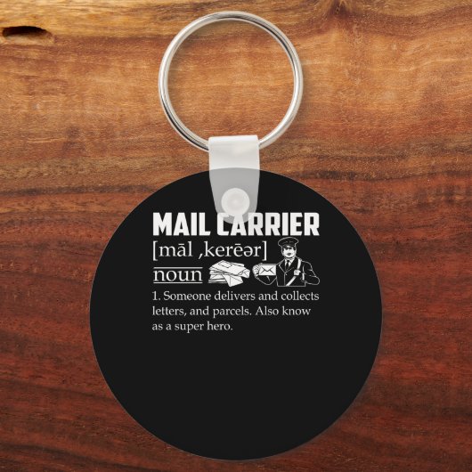 メール・キャリアが受信人宛ての手紙を配信 キーホルダー (正面)
