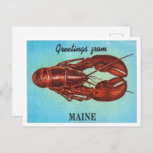 メーンからの挨拶ロブスターヴィンテージトラベル ポストカード (正面/裏面)