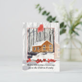 メーンキャビン冬の森からのメリークリスマス シーズンポストカード (スタンド正面)