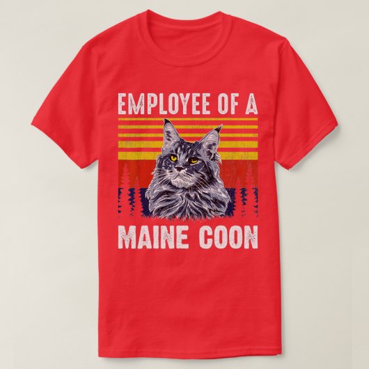メーンクーンの猫従業員 Tシャツ (デザイン正面)