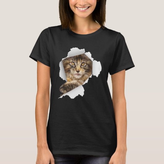 メーンクーンキャッツ子猫かわいい猫ネコ Tシャツ (正面)