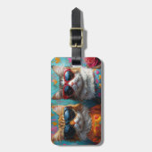 メーンクーンキャットとハートバラバレンタインデー ラゲッジタグ (正面縦)
