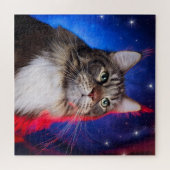 メーンクーンキャットウィズ赤白青オーラアンドスターズ ジグソーパズル (横)