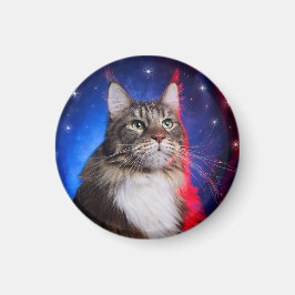 メーンクーンキャットウィズ赤白青オーラアンドスターズ マグネット