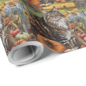 メーンクーンキャットオータムハーベストサンクスギビング ラッピングペーパー (ロールコーナー)