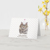 メーンクーンキャットパーティー祝ハット誕生日 カード (黄色い花)