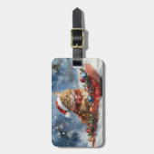 メーンクーンキャット・イン・スレッジ雪のクリスマス ラゲッジタグ (正面縦)