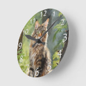 メーンクーンキャット ラウンド壁時計 (傾斜)