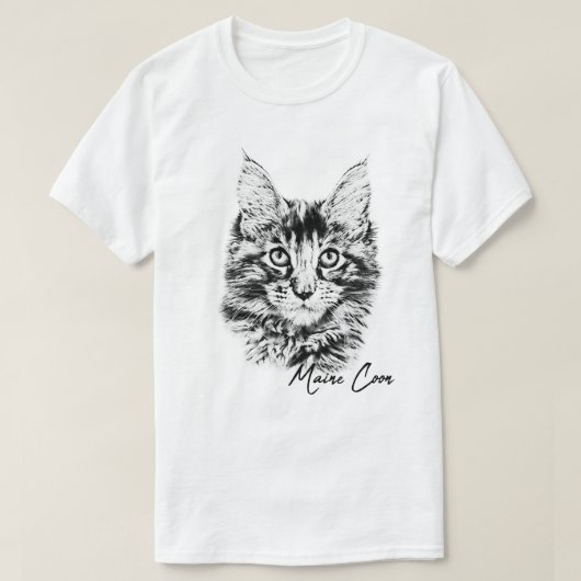 メーンクーンキャット Tシャツ (デザイン正面)