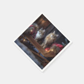 メーンクーンスノースイスレイクリスマスデコール スタンダードカクテルナプキン (角)