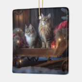 メーンクーンスノースイスレイクリスマスデコール セラミックオーナメント (左)