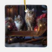 メーンクーンスノースイスレイクリスマスデコール セラミックオーナメント (正面)