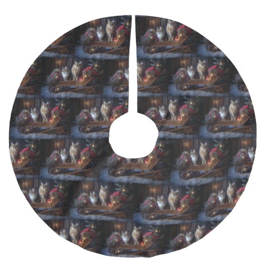 メーンクーンスノースイスレイクリスマスデコール ブラッシュドポリエステルツリースカート (正面)