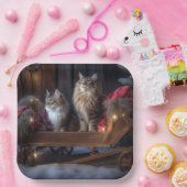 メーンクーンスノースイスレイクリスマスデコール ペーパープレート (パーティー)