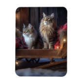 メーンクーンスノースイスレイクリスマスデコール マグネット (縦)