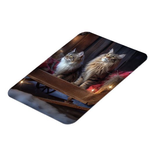 メーンクーンスノースイスレイクリスマスデコール マグネット (左側)