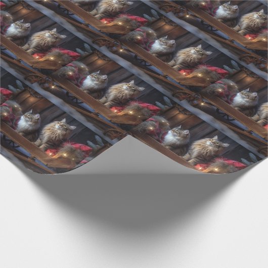 メーンクーンスノースイスレイクリスマスデコール ラッピングペーパー (角)