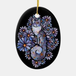 メーンクーンリーンカリコキャットパープル セラミックオーナメント