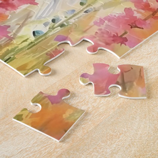 メーンクーン猫カラフルの水のアートワーク ジグソーパズル (側面)