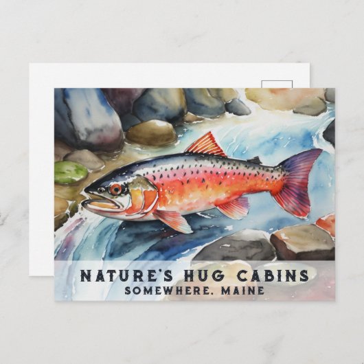 *~*メーンサーモンフィッシュスイミングリバーウォーターAP49 シーズンポストカード (正面/裏面)