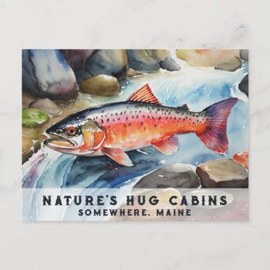 *~*メーンサーモンフィッシュスイミングリバーウォーターAP49 シーズンポストカード (正面)