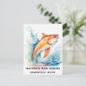 *~*メーンサーモンフィッシュ泳ぐAP49水彩 シーズンポストカード (スタンド正面)