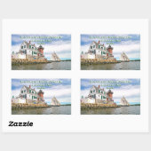 メーンスティッカー州ロックランド防波堤ライトハウス 長方形シール (シート)