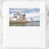 メーンスティッカー州ロックランド防波堤ライトハウス 長方形シール (バッグ)