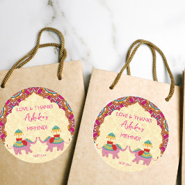 メーンディの好意ギフトかわいいゾウのピンクのマンダラ ラウンドシール