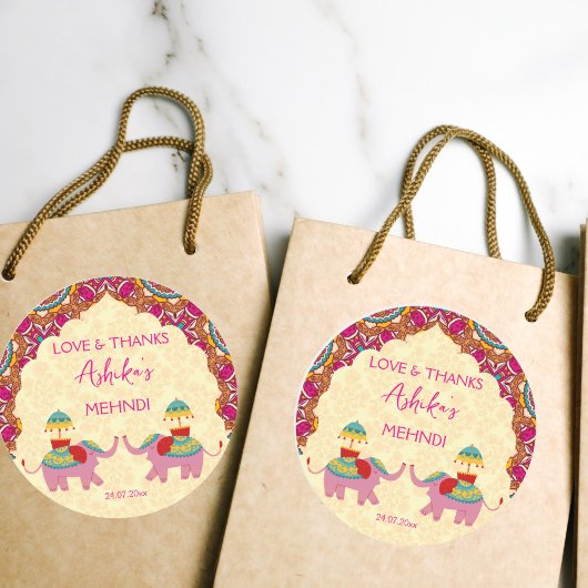 メーンディの好意ギフトかわいいゾウのピンクのマンダラ ラウンドシール