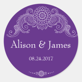 メーンディエレガントデザインラウンドステッカー – パープル ラウンドシール