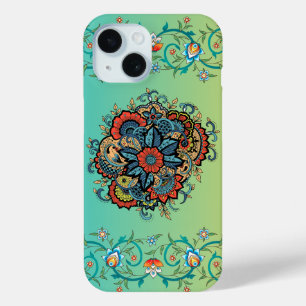 メーンディグリーンフローラアート、無限の輝き iPhone 15ケース
