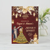 メーンディサンゲエマルーンインディアンカップルIslamic 招待状 (スタンド正面)