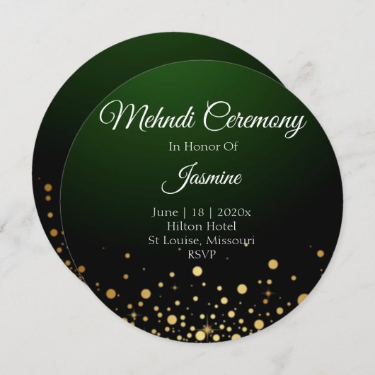 メーンディ人気があるカーモダンド結婚グリーン サンキューカード (正面/裏面)