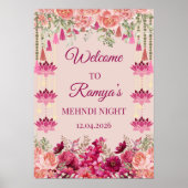 メーンディ歓迎結婚サイン，インディアンのサイン， mendhi ポスター (正面)