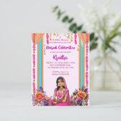 メーンディ結婚インディアンの花嫁のピンクの招待 (スタンド正面)