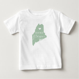 メーンホームグロウン 編集可能カラー州マップ ベビーTシャツ