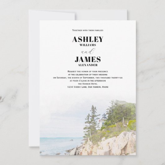 メーンライトハウスアカディア国立公園結婚ズ 招待状 (正面)