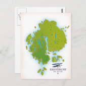 メーン国立公園アカディアの地図トラベルマップ。 ポストカード (正面/裏面)