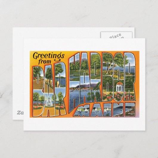 メーン州バーハーバーからの挨拶 ポストカード (正面/裏面)