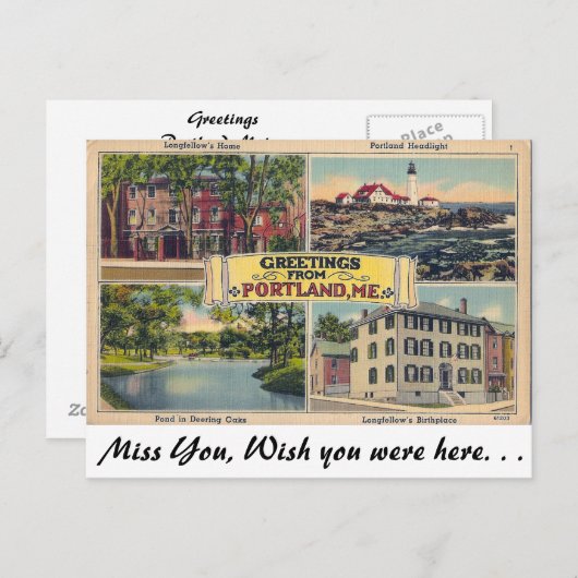 メーン州ポートランドからのご挨拶 ポストカード (正面/裏面)