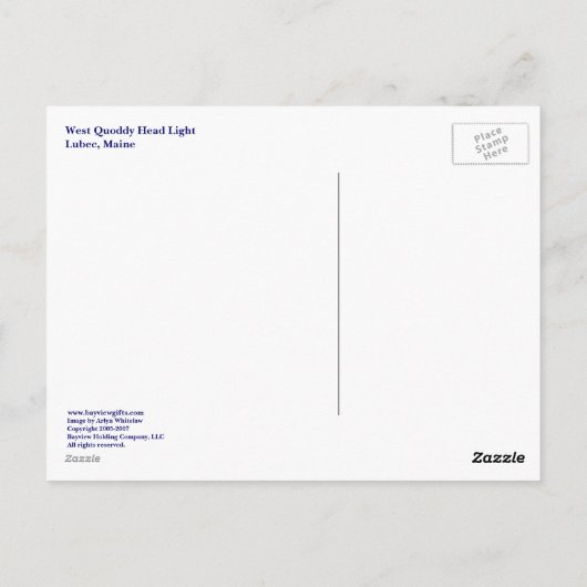 メーン州ルベックからの挨拶 ポストカード (裏面)