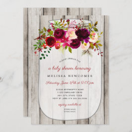 メー素朴スン・ジャー・ウッド・フローラ・ベビー・シャワー  招待状