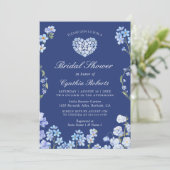 メ忘れノツハートブルーフローラブライダルシャワー 招待状 (スタンド正面)