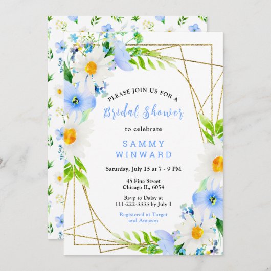 メ忘れノートデイジーブライダルシャワー 招待状 (正面/裏面)